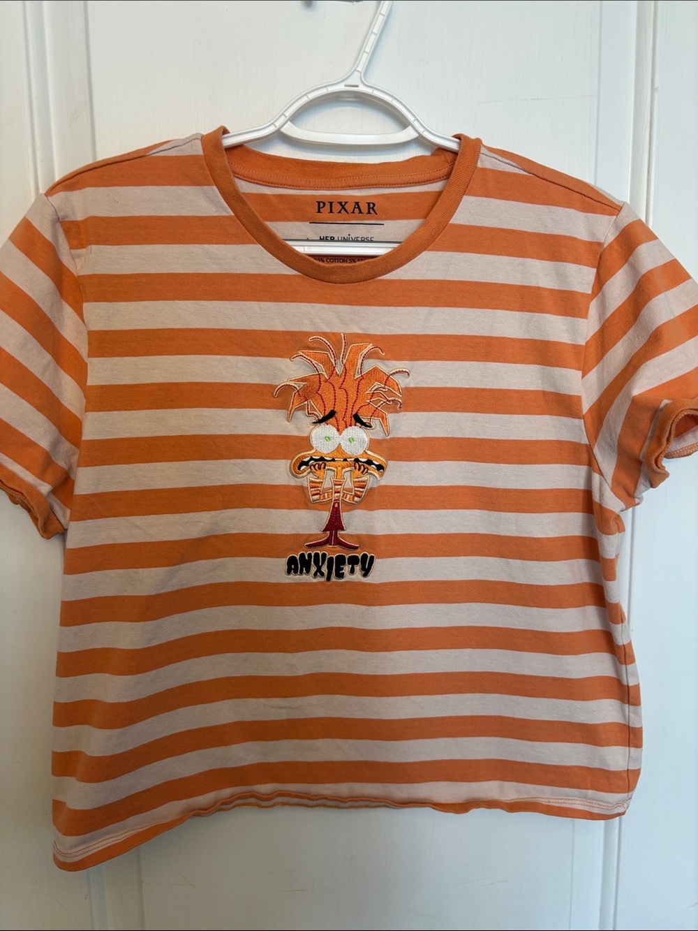 Her Universe Orange Striped Short Sleeve Pixar Anxiety Graphic Tee